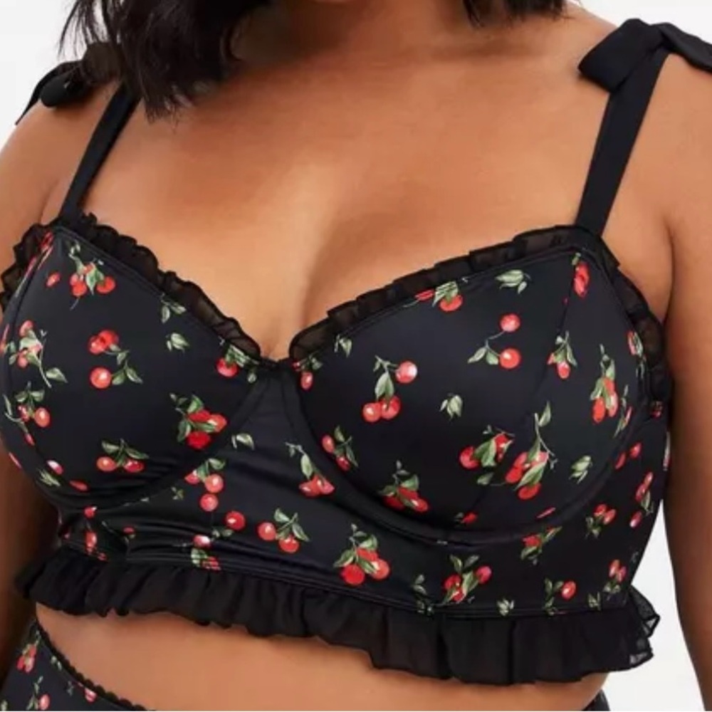 NWT Torrid Cherry Print Ruffled Bralette